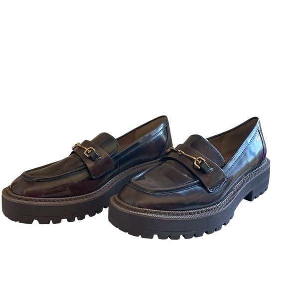 SAM EDELMAN Laurs Lug Sole Loafer Chestnut Shiny Size 10 NWOT - Picture 9 of 13